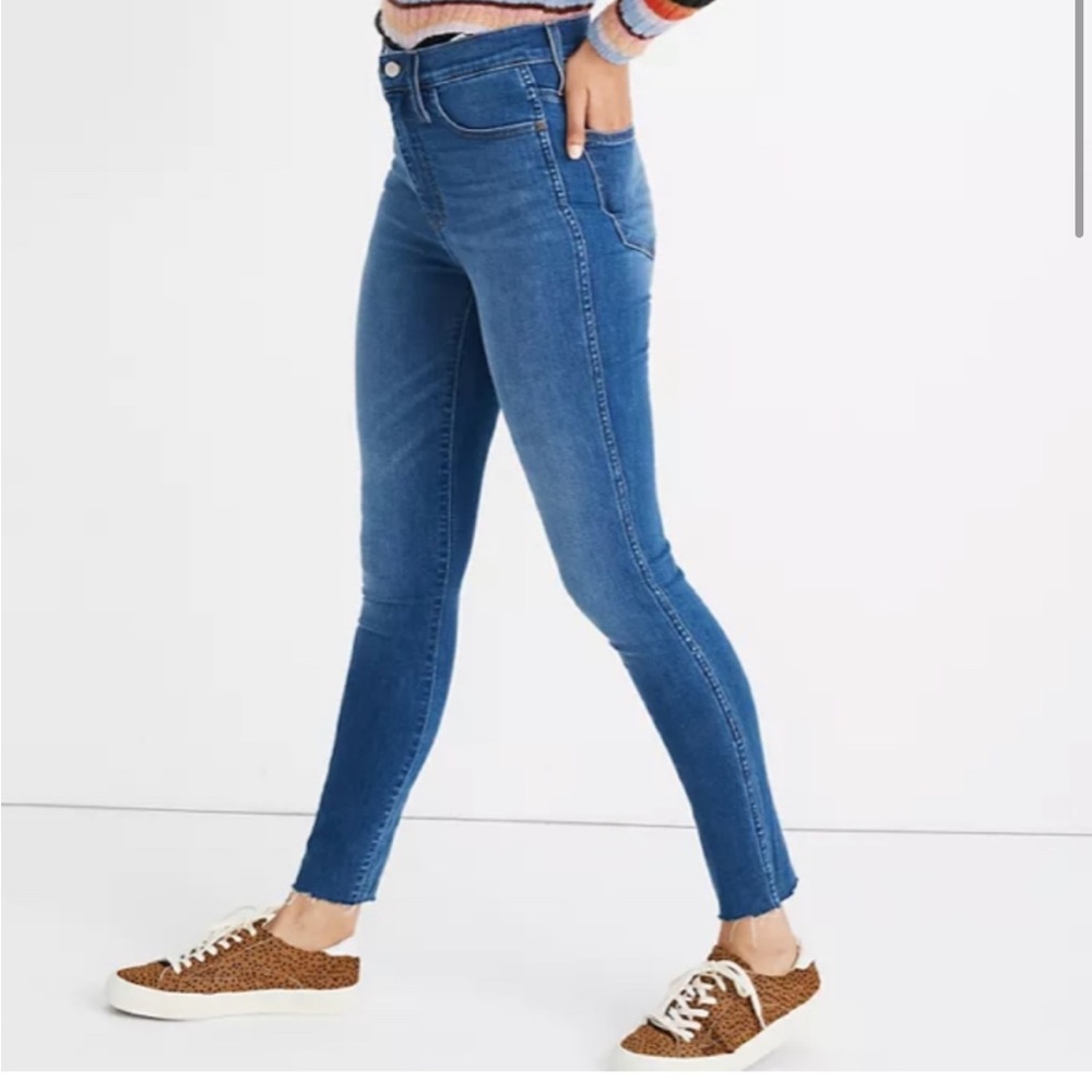 Madewell 10" High-Rise Skinny Blue jeans Raw Hem - Picture 3 of 10